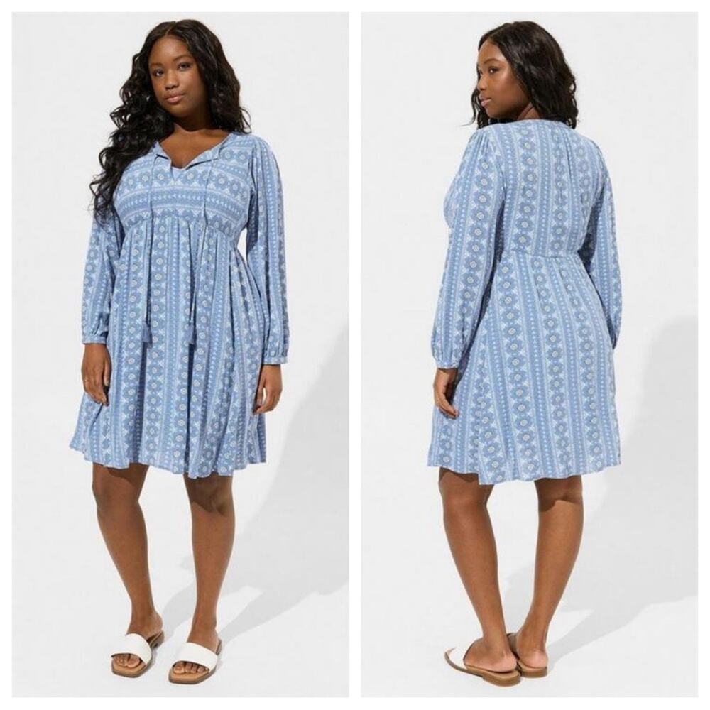 Torrid Mini Washable Gauze Fit And Flare Dress in Boho Print - Size 2